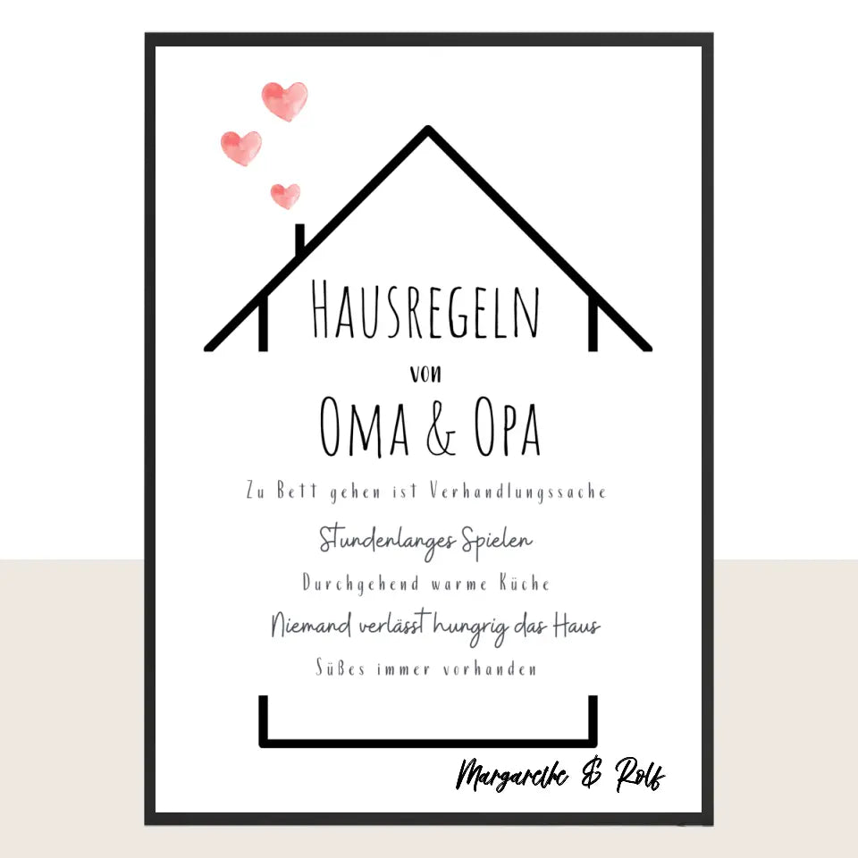 Hausregeln Oma & Opa - Geschenk Großeltern